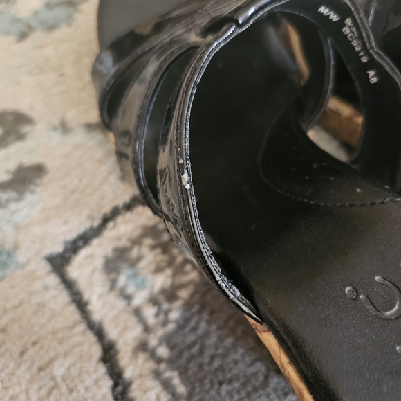 BOC Born Concepts Black Platform Wedge Cork Heel Open Toe Sandals Sz 6 - Picture 8 of 10